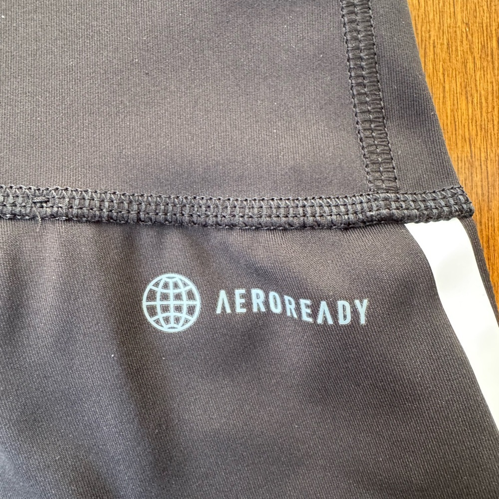 Adidas Aerosport Black and White Striped Kids Leggings - Picture 4 of 4